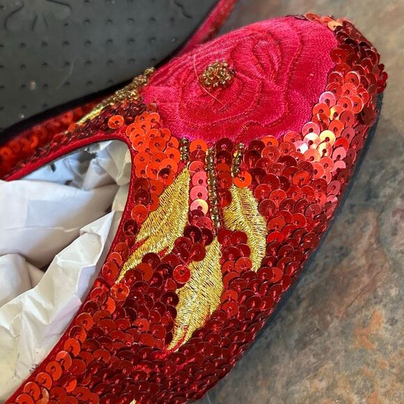 Beverly Feldman Frankie and Baby Red Ruby Slippers Sequin Ballet Flats 8.5 - Picture 7 of 8